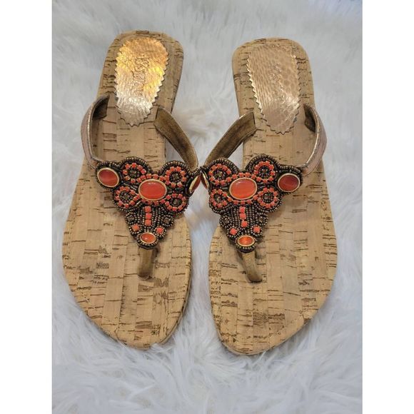 Mystique Jeweled Wedge Sandals Size 7 Women's - Picture 1 of 11